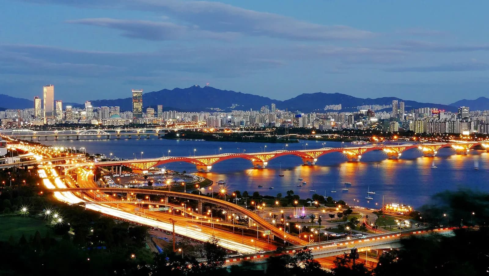Vista noturna de Seul